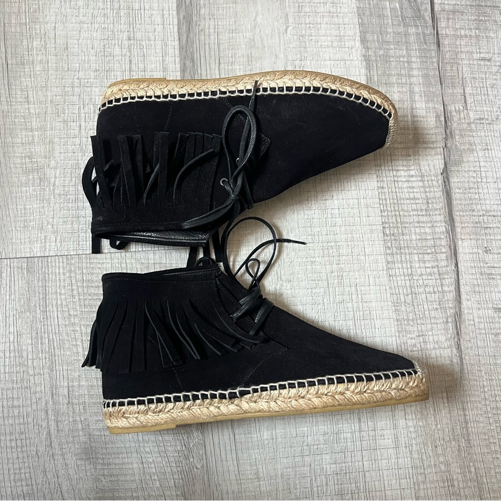 NEW SAINT LAURENT Fringe Suede Espadrille Black Desert Boots Size 36 - Picture 11 of 16